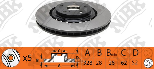 Диск тормозной передний (Nibk). Артикул RN1443V