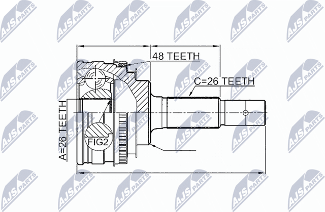 Шрус внутренний (граната) NTY задний для Lexus RX I 1998-2003. Артикул NPZ-TY-003