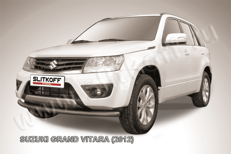 Защита Slitkoff переднего бампера d57 ЧЕРНАЯ матовая для Suzuki Grand Vitara III 5-дв. 2012-2015. Артикул SGV12002B