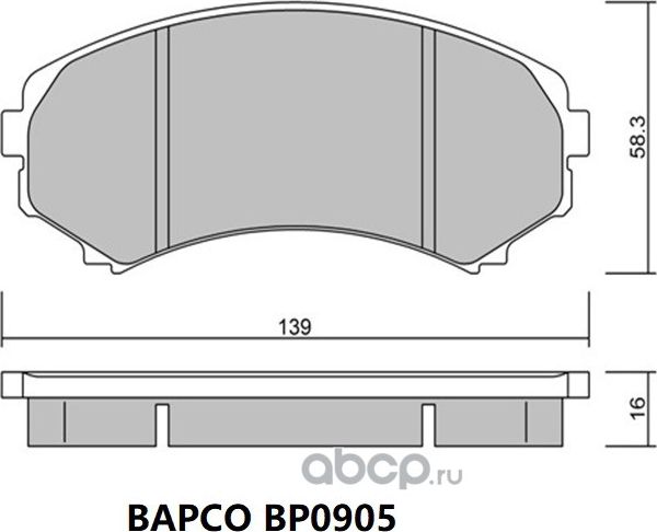 Колодки тормозные дисковые BP0905 передние, комплект, (Bapco) Bapco. Артикул BP0905