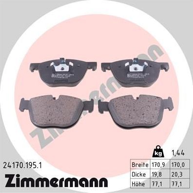Тормозные колодки Zimmermann. Артикул 24170.195.1