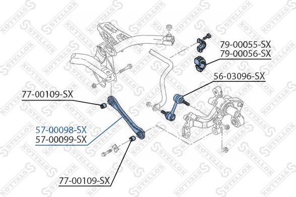 Поперечный рычаг задней подвески Stellox. Артикул 57-00098-SX