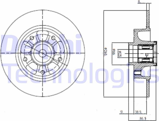 Тормозной диск Delphi задний для Renault Grand Scenic III 2011-2015. Артикул BG9112RS