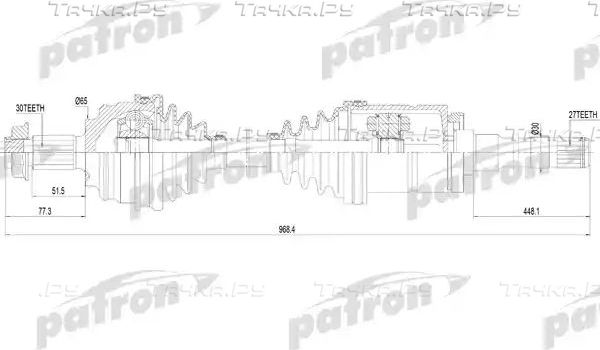 Полуось (привод в сборе, приводной вал) Patron. Артикул PDS7905