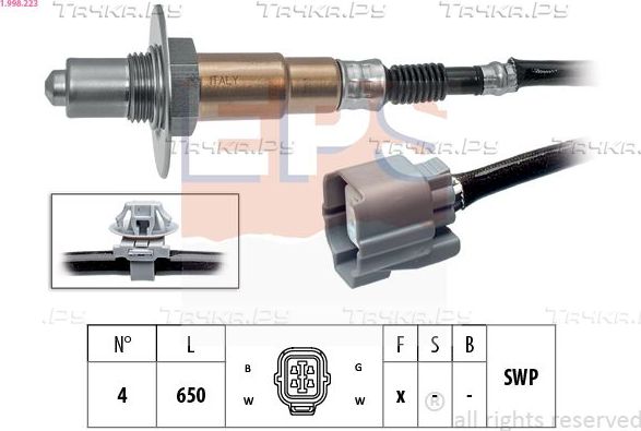 Лямбда-зонд (кислородный датчик) EPS Made in Italy - OE Equivalent для Subaru Forester III 2008-2013. Артикул 1.998.223