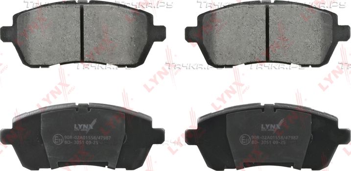 Тормозные колодки LYNXauto передние для Mazda 2 II (DE) 2007-2015. Артикул BD-3051