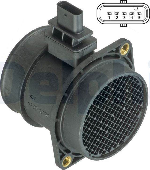 Датчик массового расхода воздуха (ДМРВ) Delphi для Kia Cerato I 2004-2009. Артикул AF10391-12B1