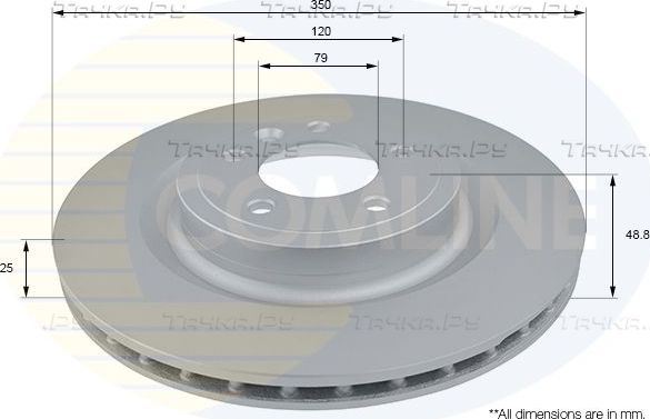 Тормозной диск Comline COATED задний для Land Rover Range Rover Sport II 2013-2026. Артикул ADC1282V
