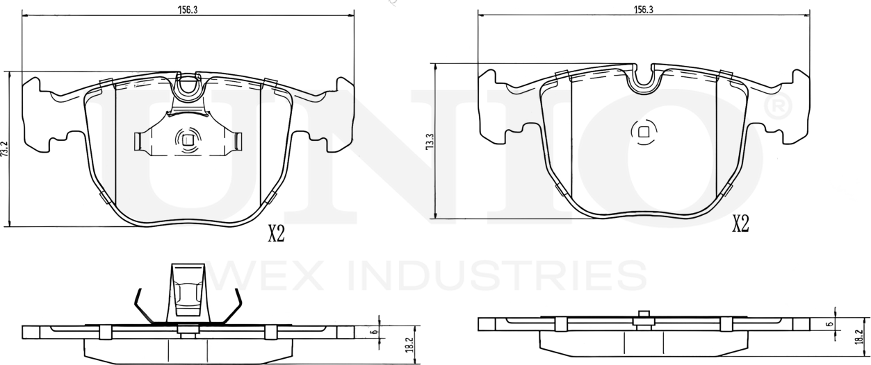 Колодки тормозные дисковые, комплект (Unio). Артикул BRP-20073