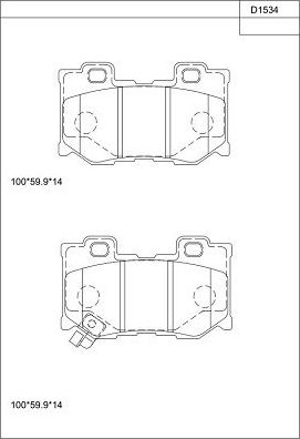 Тормозные колодки Asimco задние для Infiniti Q50 I 2013-2026. Артикул KD1534
