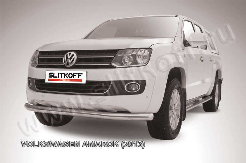 Защита Slitkoff переднего бампера d76 для Volkswagen Amarok 2010-2015. Артикул VWAM13-004