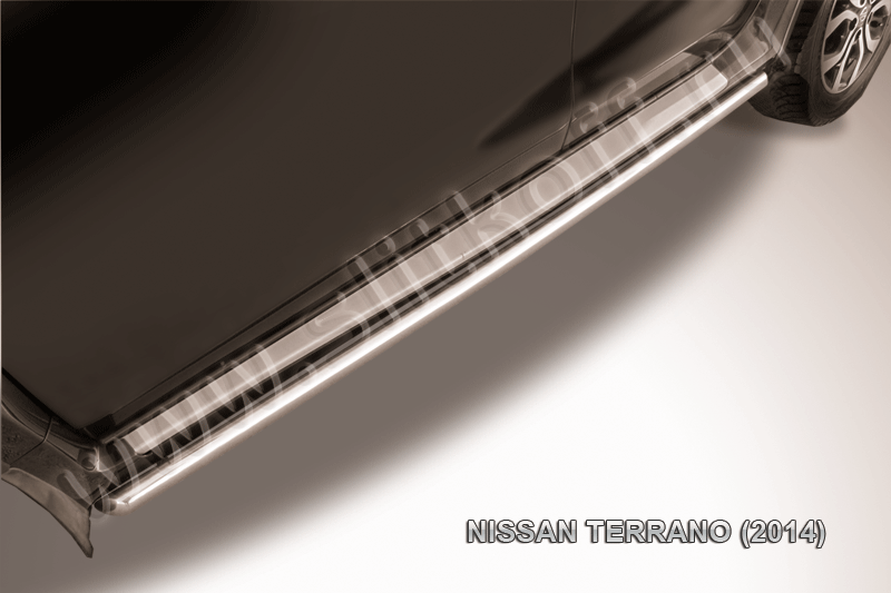 Пороги Slitkoff труба d42 с листом для Nissan Terrano III 2014-2026. Артикул NTER14-007