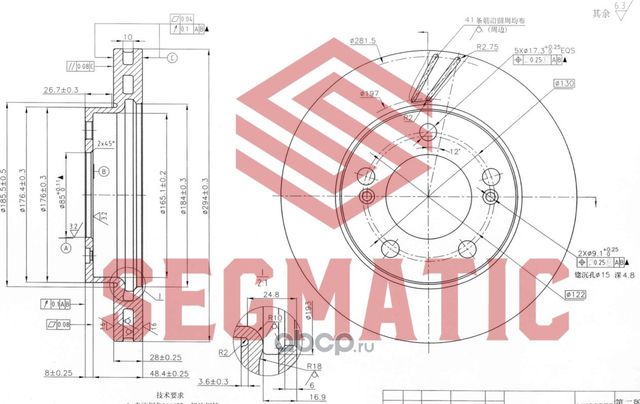 Диск тормозной (Segmatic). Артикул SBD30093098