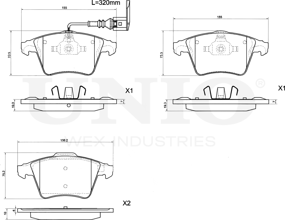 Колодки тормозные дисковые, комплект (Unio). Артикул BRP-20168