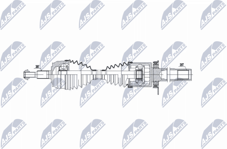 Полуось (привод в сборе, приводной вал) NTY. Артикул NPW-VW-035