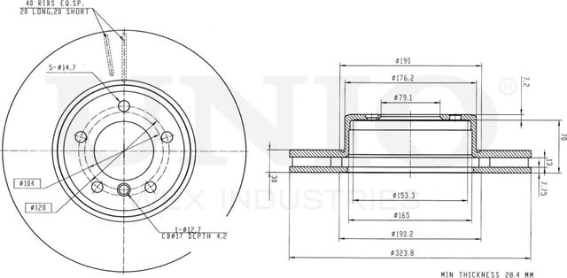 Диск тормозной (Unio). Артикул BRD-20248