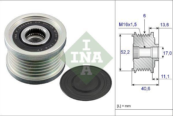 Муфта генератора обгонная Ina для Nissan X-Trail T31 2007-2011. Артикул 535 0044 10