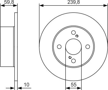 Тормозной диск Bosch задний для Toyota Corolla E110 1999-2001. Артикул 0 986 479 T96
