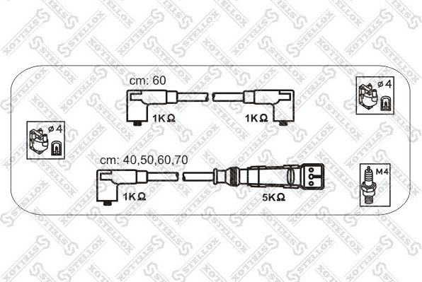 Высоковольтные провода (провода зажигания) (комплект) Stellox для Volkswagen Transporter T4 1990-2003. Артикул 10-38338-SX