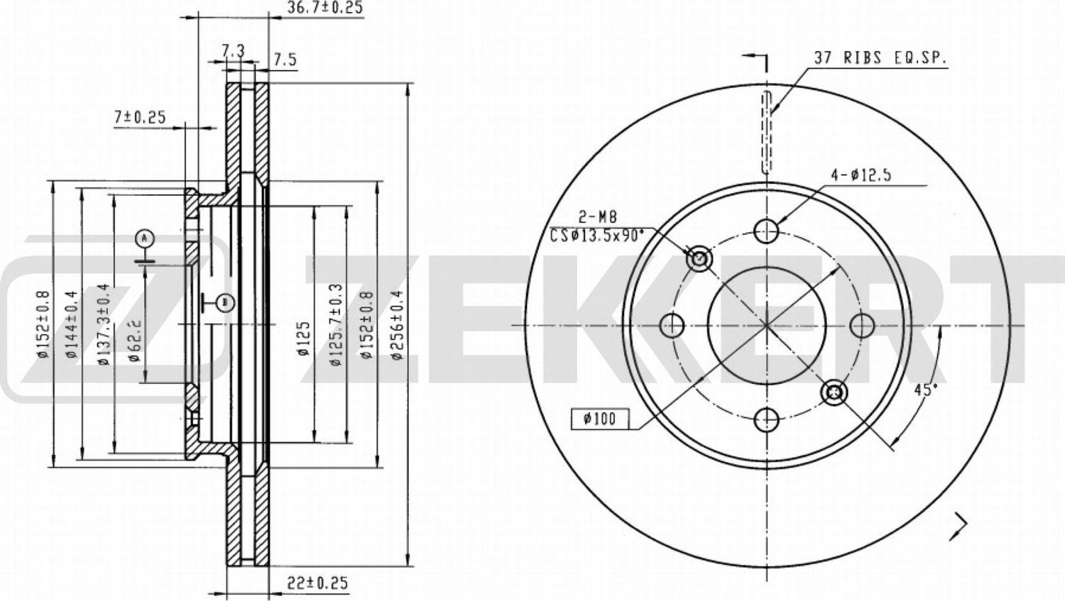 Тормозной диск Zekkert. Артикул BS-6236B