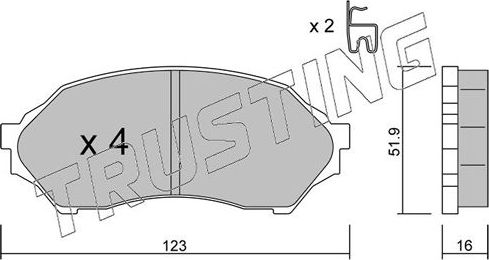 Тормозные колодки Trusting передние для Mazda 323 VI (BJ) 1998-2003. Артикул 396.0