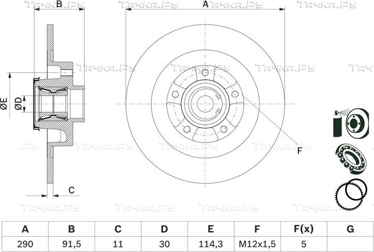 Тормозной диск Bosch задний для Renault Scenic IV 2016-2026. Артикул 0 986 479 F42