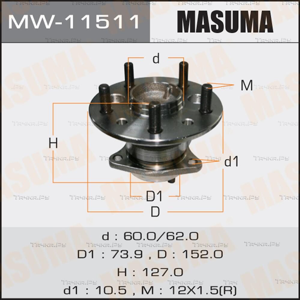 Ступица колеса с интегрированным подшипником Masuma задняя левая для Toyota Camry 30 (V30, XV30) 2001-2006. Артикул MW-11511