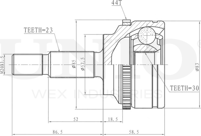 ШРУС наружный (Unio). Артикул CVJ-20146