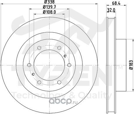 Тормозной диск (Tyren). Артикул TYR1022711