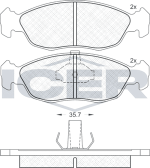 Тормозные колодки Icer передние для Citroen Saxo 1996-2004. Артикул 181121