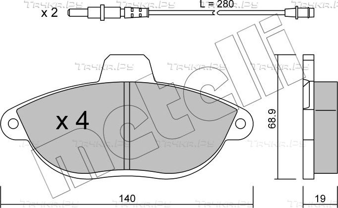 Тормозные колодки Metelli передние для Fiat Ulysse I 1997-2002. Артикул 22-0105-0