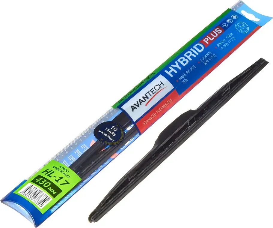 ЩЕТКА СТЕКЛООЧИСТИТЕЛЯ ГИБРИДНАЯ НА ЛЕВЫЙ РУЛЬ HYBRID 430ММ ( 17 ) (Avantech). Артикул HL17