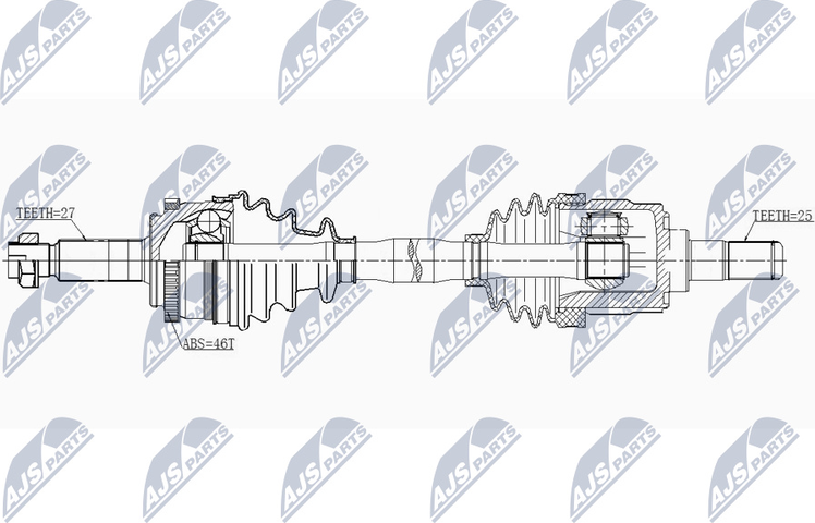 Полуось (привод в сборе, приводной вал) NTY. Артикул NPW-KA-344