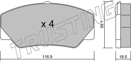 Тормозные колодки Trusting передние для Ford Transit IV 1985-1992. Артикул 058.0