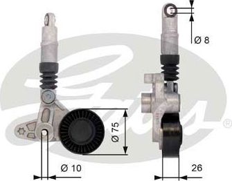 Натяжной ролик (натяжитель) приводного поликлинового ремня Gates DriveAlign®. Артикул T39099
