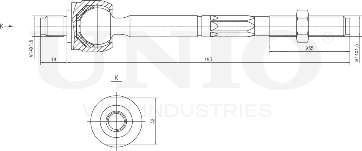 Тяга рулевая (Unio). Артикул SSP-30068