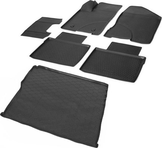 Комплект ковриков Rival для салона и багажника Lada Vesta универсал, Cross универсал (багажник с фальш полом) 2015-2026. Артикул K16006001-3