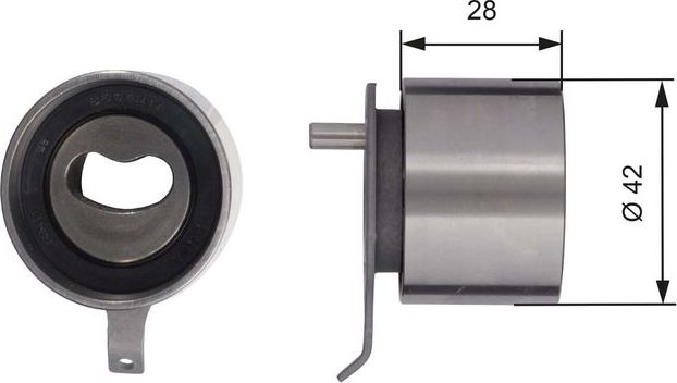 Натяжной ролик (натяжитель) ремня ГРМ Gates (Металл). Артикул T41267