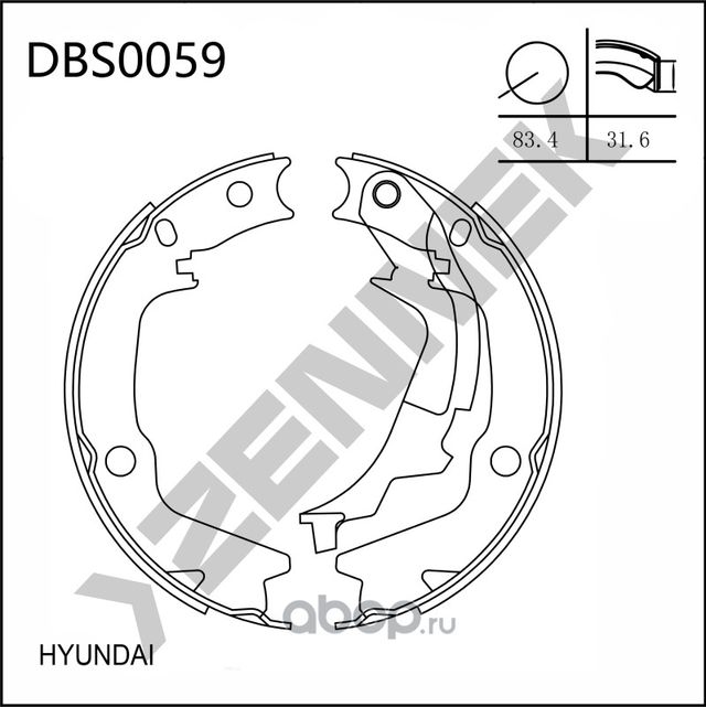 Колодки тормозные барабанные HYUNDAI GETZ 01-11, I10 07 (Zennek). Артикул DBS0059