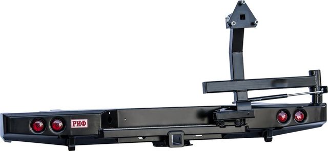 Бампер силовой РИФ задний (кузов 1400 мм) с квадратом под фаркоп, калиткой и фонарями для Nissan NP300 2008-2010. Артикул RIFD22-20125