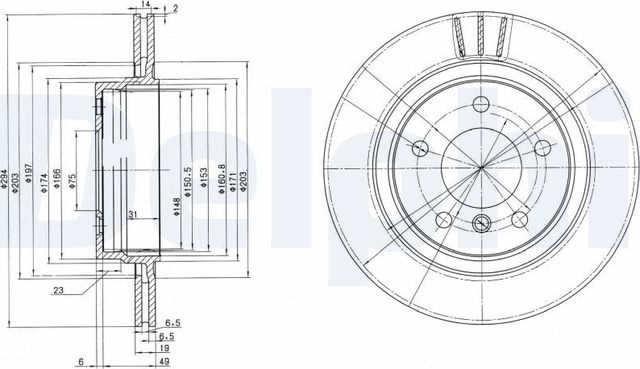 Тормозной диск Delphi для BMW 3 IV (E46) 1998-2007. Артикул BG3530