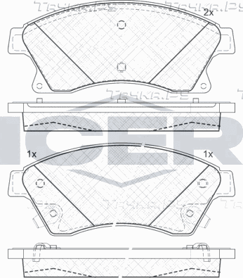 Тормозные колодки Icer передние для Chevrolet Aveo II 2011-2015. Артикул 181942-202