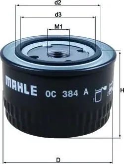 Фильтр масляный ВАЗ-2108-2112 MAHLE (Mahle/Knecht). Артикул OC384A