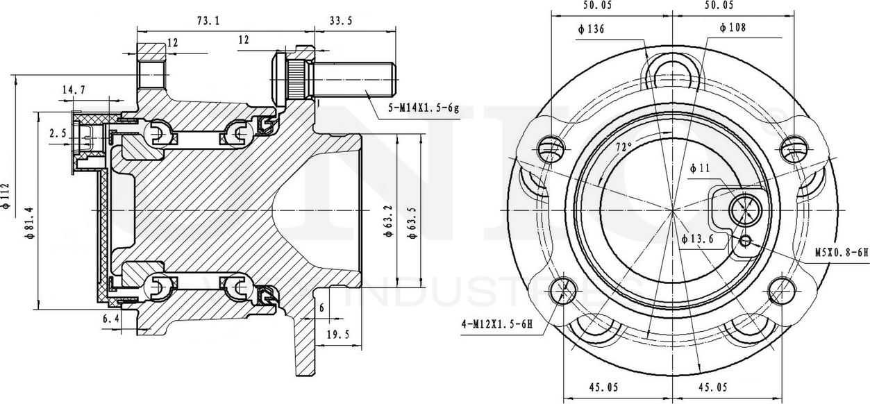 Ступица колеса с интегрированным подшипником (Unio). Артикул HUB-20286