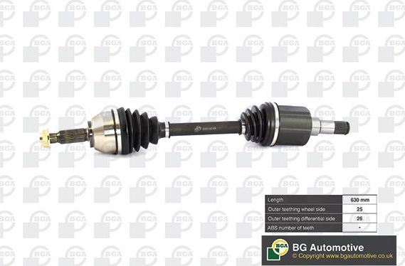 Полуось (привод в сборе, приводной вал) BGA передняя левая для Ford Tourneo Connect I 2003-2013. Артикул DS2300L