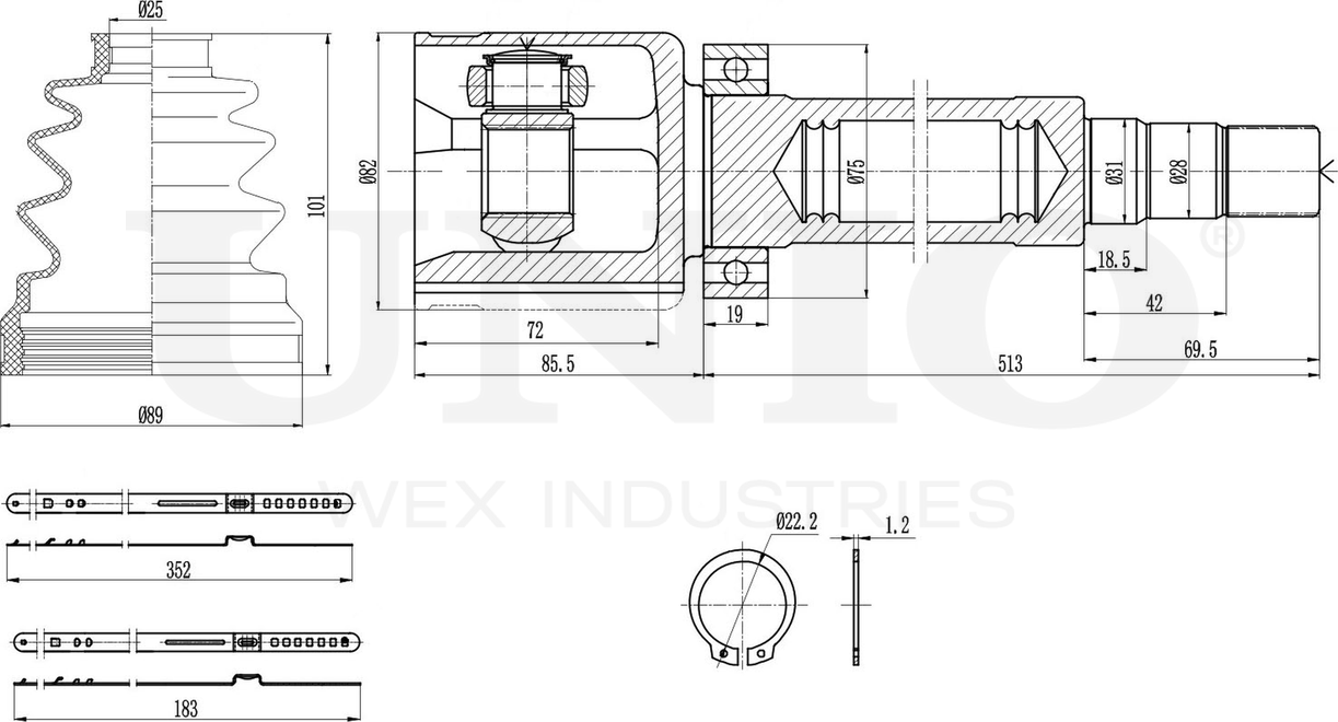 ШРУС внутренний (Unio). Артикул CVJ-30186