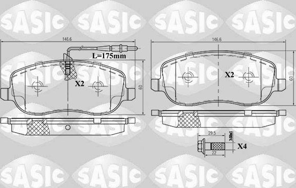 Тормозные колодки Sasic передние для Citroen Jumpy I 1999-2006. Артикул 6210029
