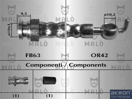 Тормозной шланг Malò передний для Mazda Premacy I (CP) 1999-2005. Артикул 80039