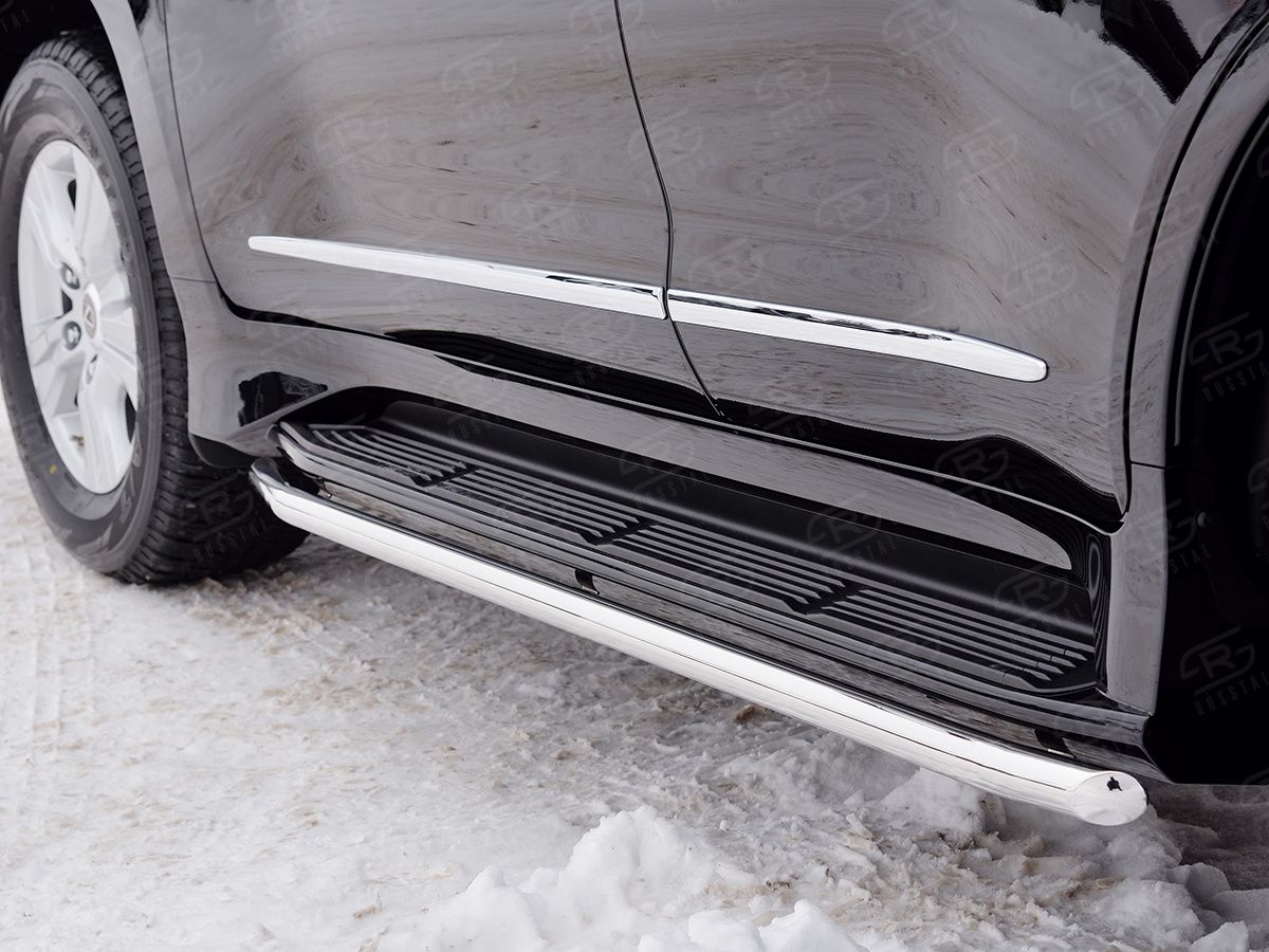 Защита порогов RusStal труба d42 (Вариант 1) для Lexus LX450d III 2-й рестайлинг 2015-2026 (кроме F-Sport). Артикул LLX4T-0025191