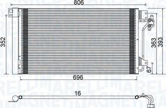 Радиатор кондиционера (конденсатор) Magneti Marelli. Артикул 350203962000